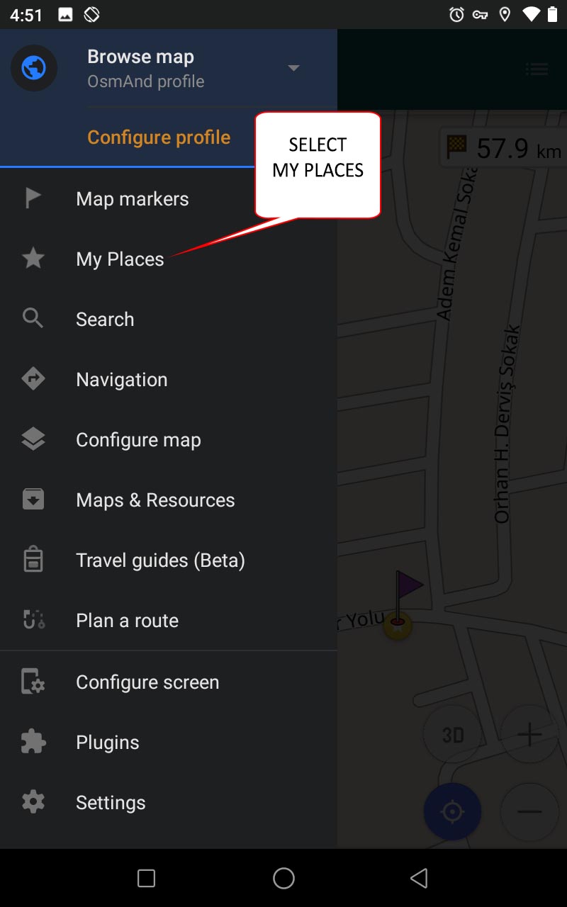 how to add a flag in Open Street Map app